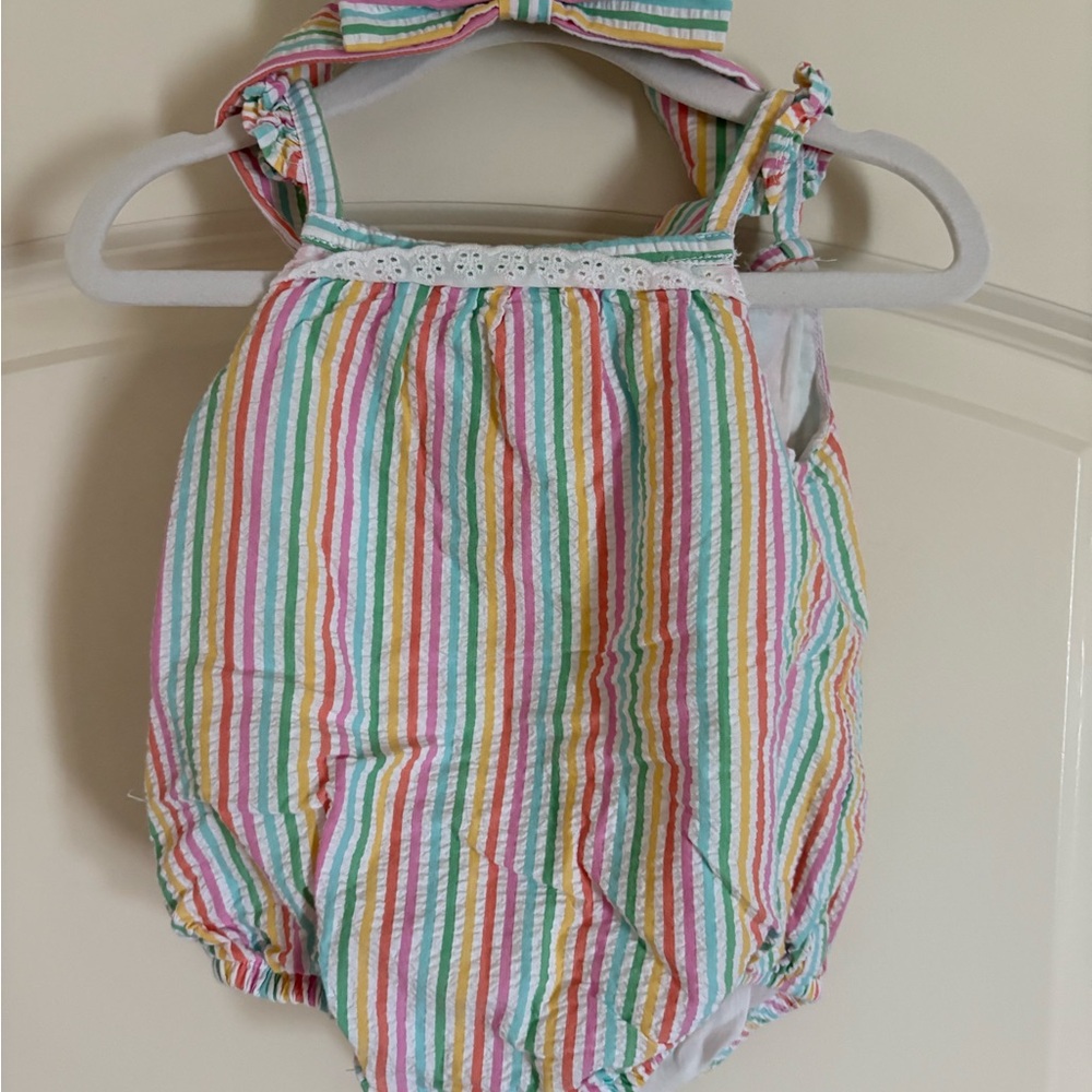 Colorful Seersucker Striped Baby Romper